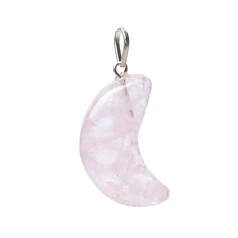 Rozenkwarts edelsteenhanger maanvorm