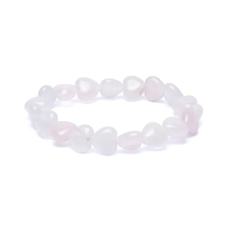 Armband rozenkwarts elastisch hartvormig