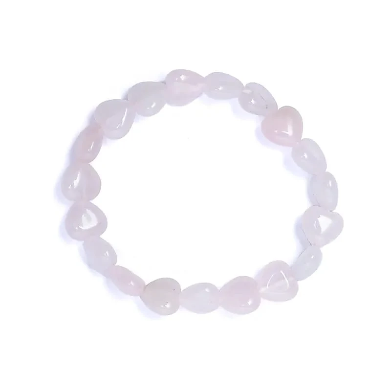 Armband rozenkwarts elastisch hartvormig
