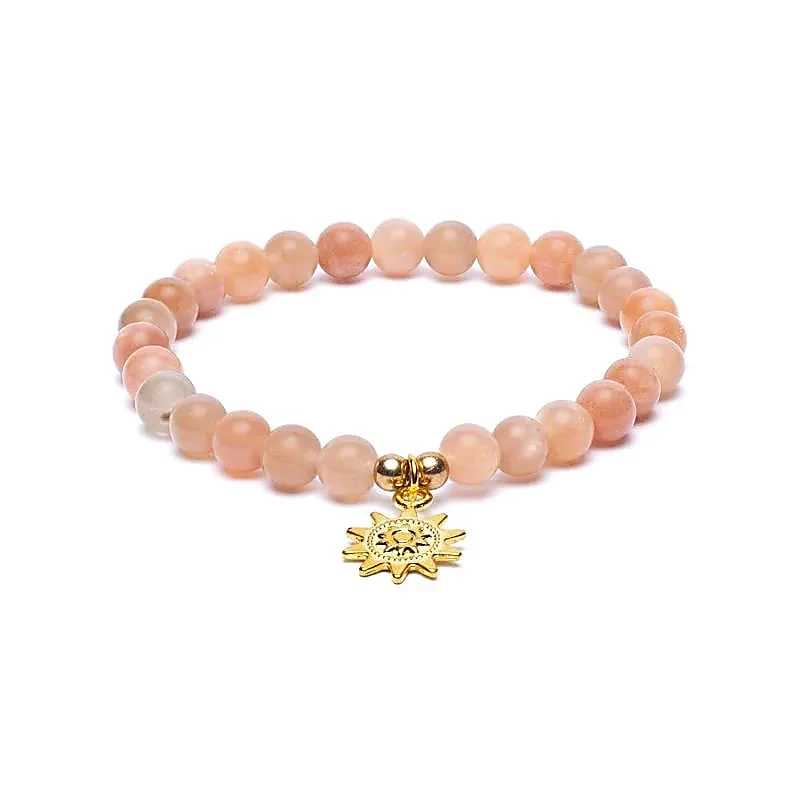 Armband zonnesteen elastisch met zon bedel