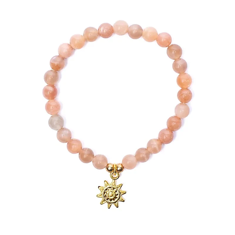 Armband zonnesteen elastisch met zon bedel
