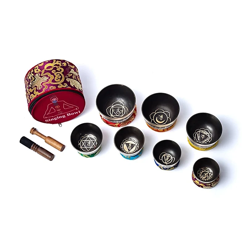 Chakra klankschalen set met draagtas