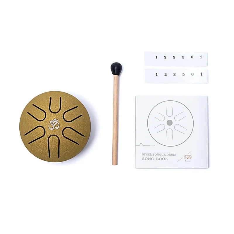 Hluru Mini tongue drum goudkleurig 6 noten A-majeur