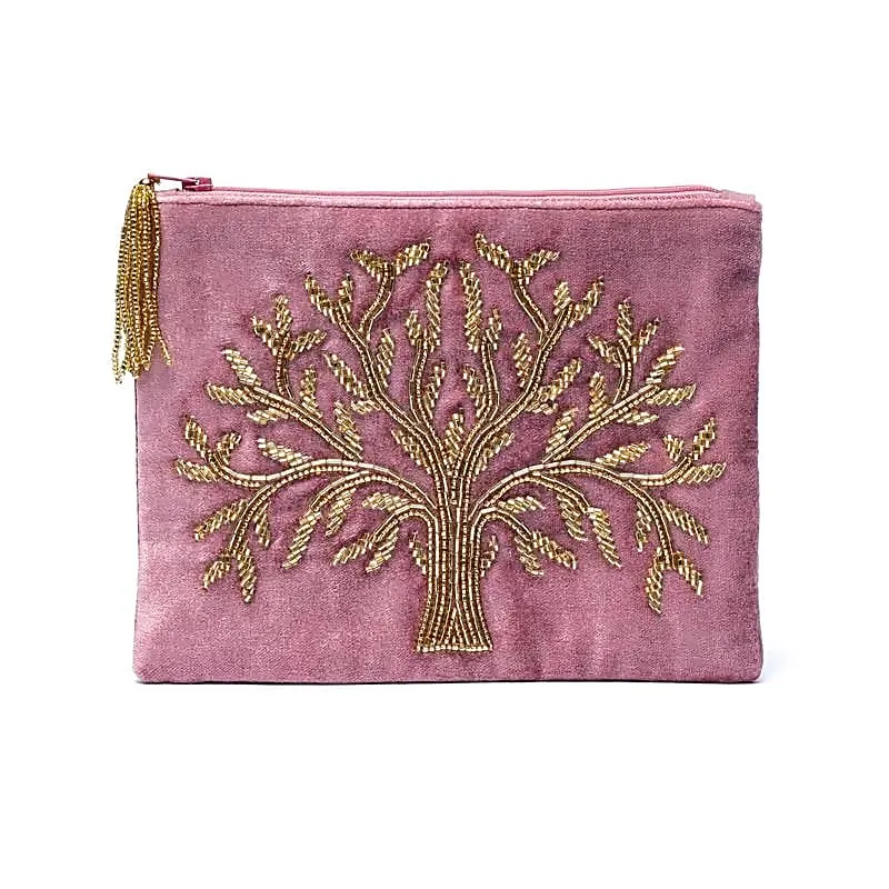 Etui fluweel roze met Levensboom