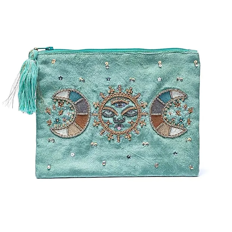 Etui fluweel mint met maanfasen