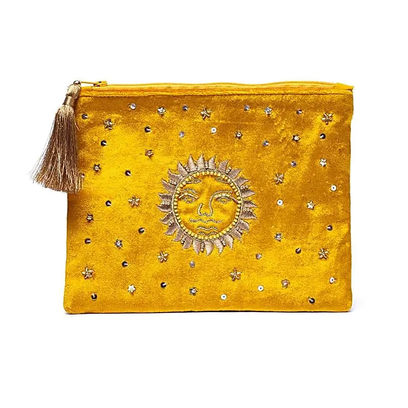 Etui fluweel geel met zon