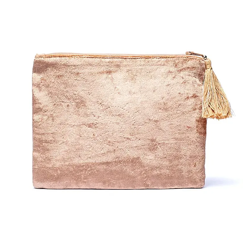 Etui fluweel beige met bloemen