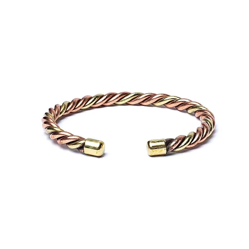 Gedraaide armband brons- en goudkleurig