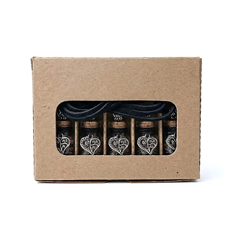 Geschenkflesje aan koord met toermalijn en hart
