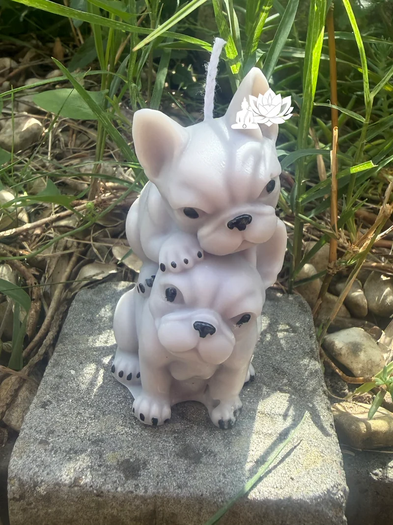 Bougie couple de bouledogues