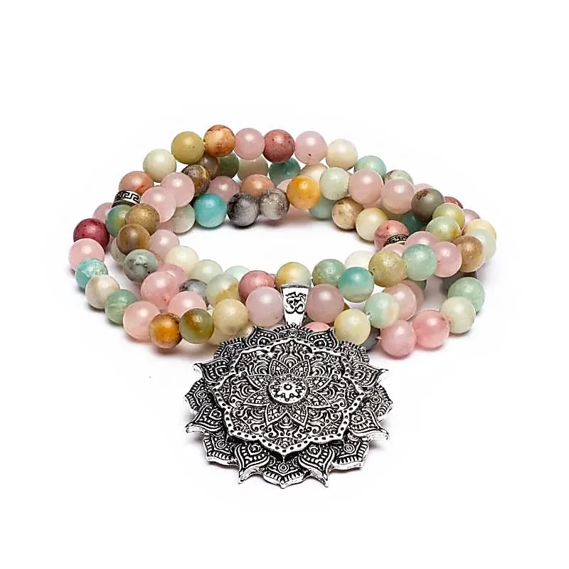 Mala rozenkwarts/ amazoniet/ rhodoniet + lotus