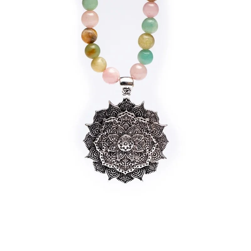 Mala rozenkwarts/ amazoniet/ rhodoniet + lotus