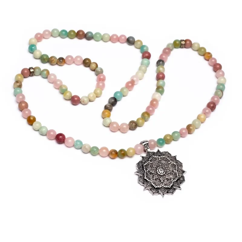 Mala rozenkwarts/ amazoniet/ rhodoniet + lotus