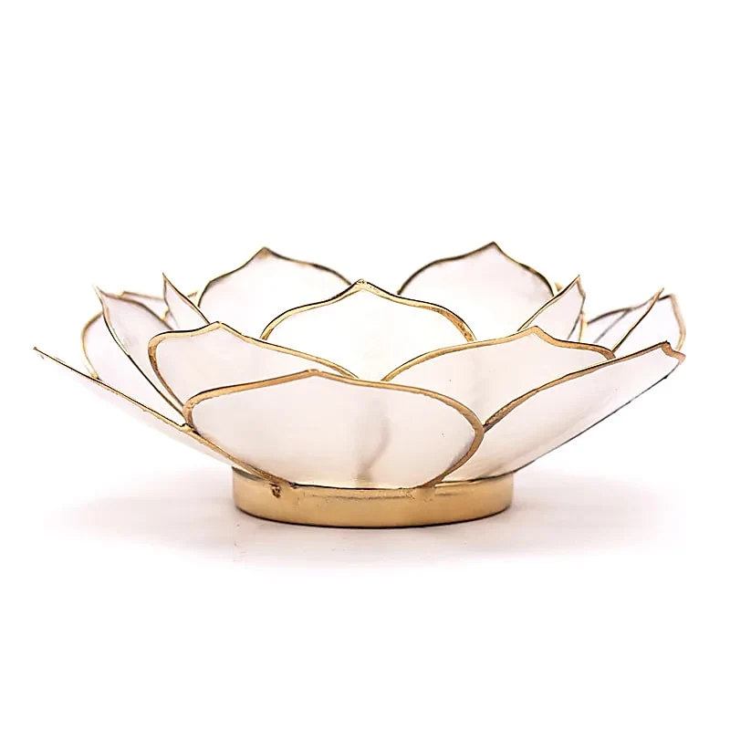 Lotus sfeerlicht bladvorm naturel goudrand