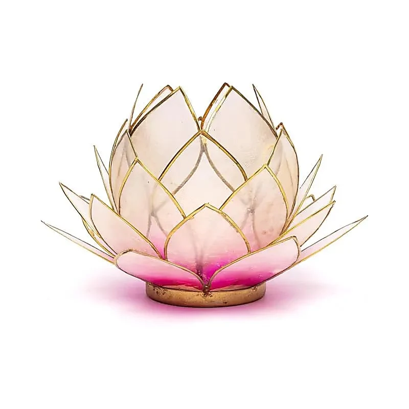 Lotus sfeerlicht roze/lichtroze goudrand groot
