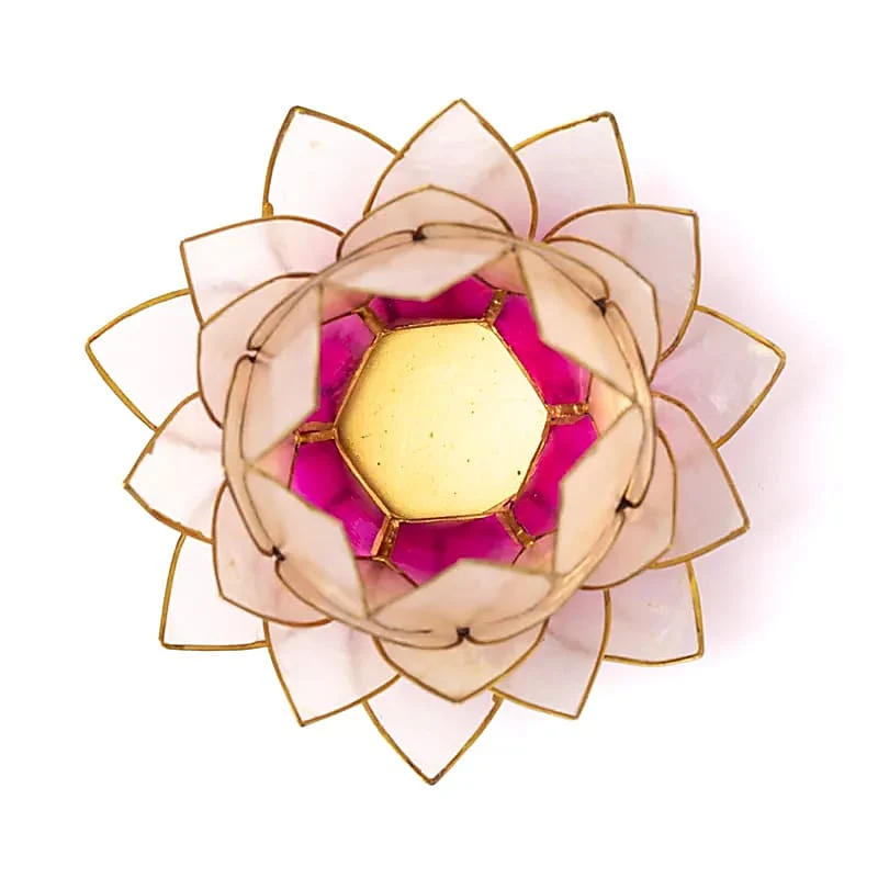 Lotus sfeerlicht roze/lichtroze goudrand groot