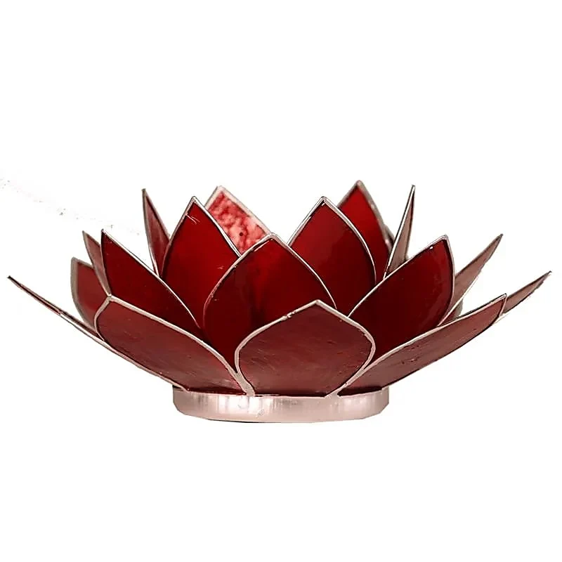Lotus sfeerlicht rood 1e chakra zilverrand