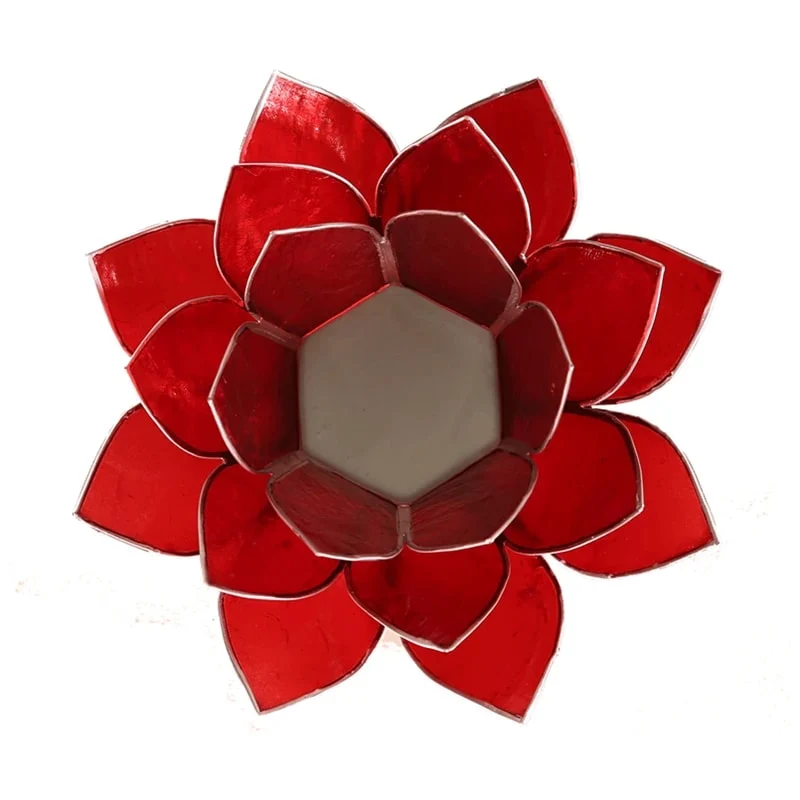Lotus sfeerlicht rood 1e chakra zilverrand