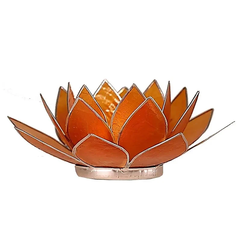 Lotus sfeerlicht oranje 2e chakra zilverrand