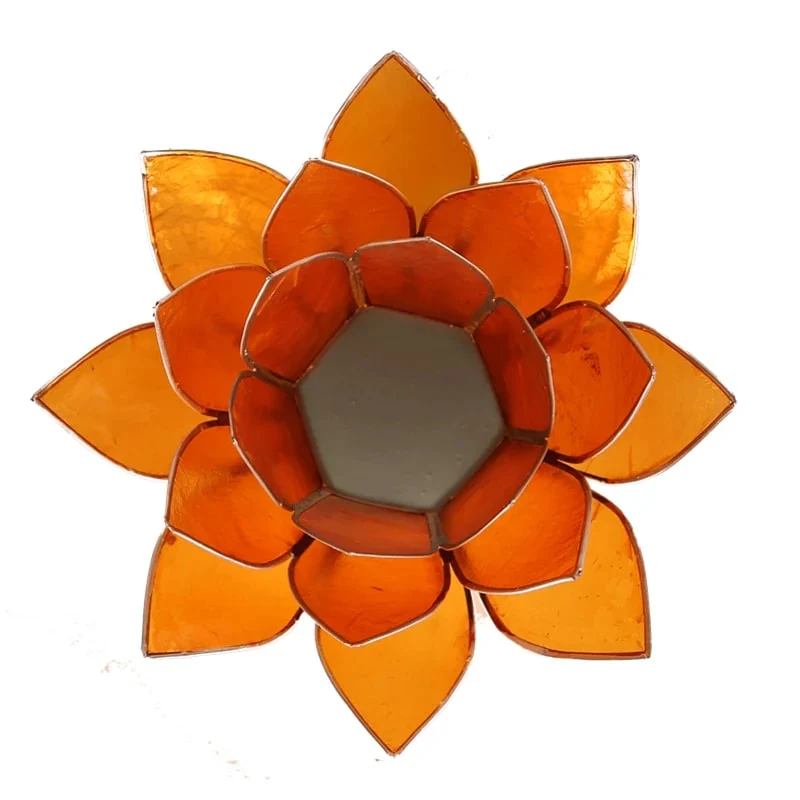Lotus sfeerlicht oranje 2e chakra zilverrand