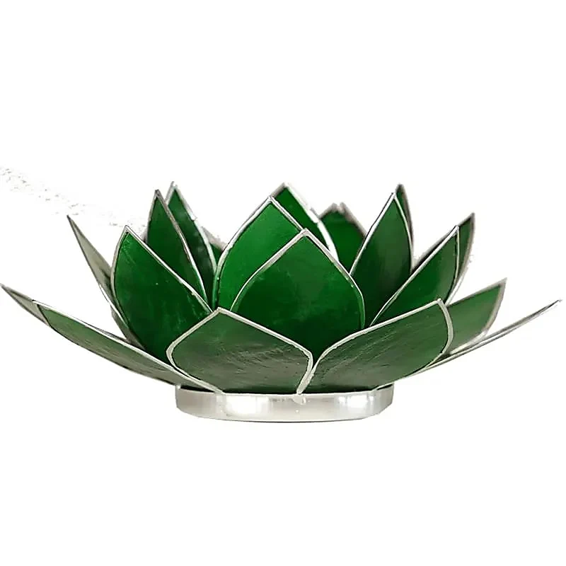 Lotus sfeerlicht groen 4e chakra zilverrand