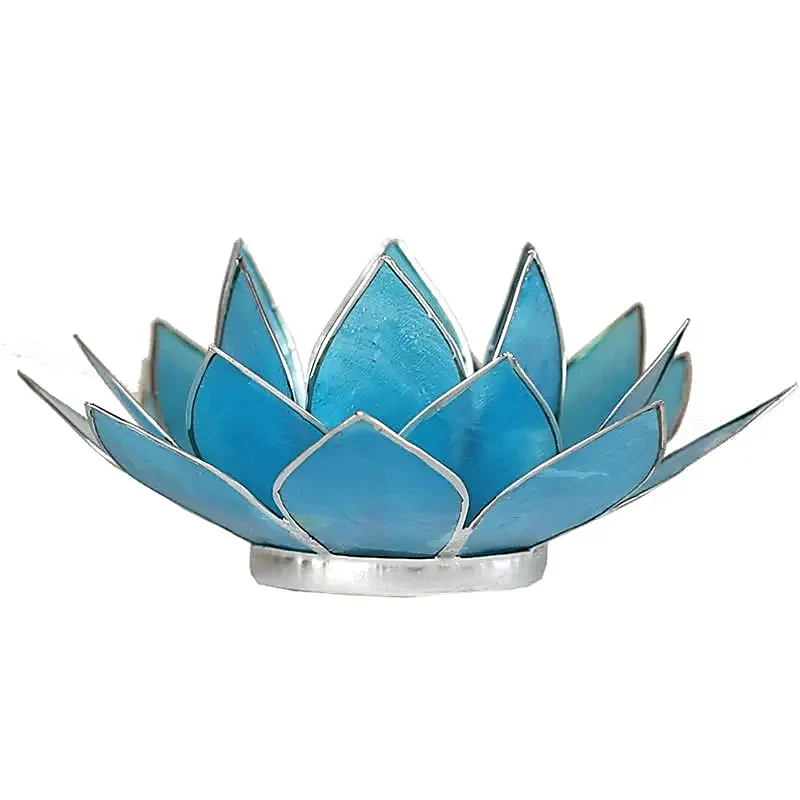 Lotus sfeerlicht blauw 5e chakra zilverrand