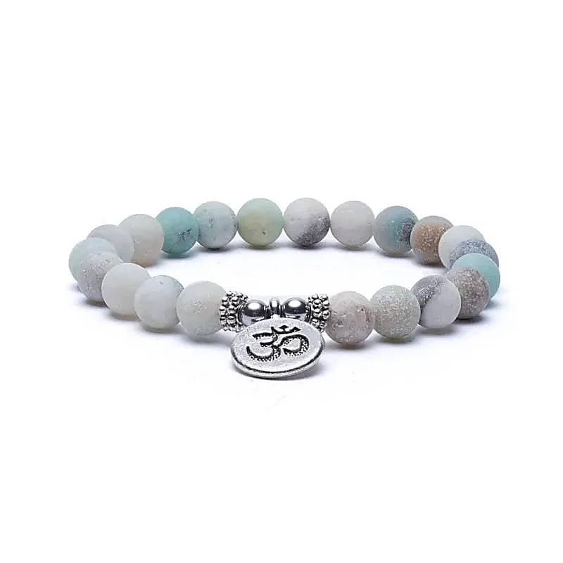 Mala/armband amazoniet elastisch met ohm