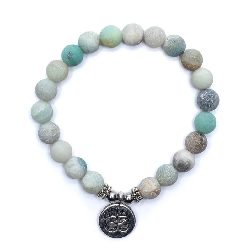 Mala/armband amazoniet elastisch met ohm