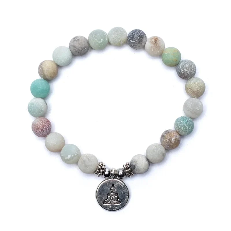 Mala/armband amazoniet elastisch met boeddha