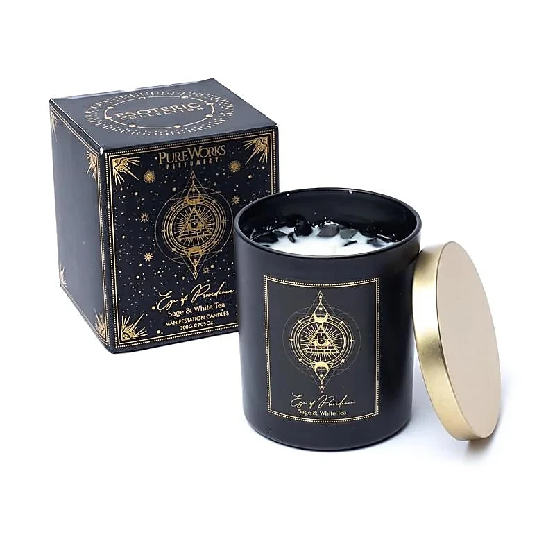 Manifestatiekaars Eye of Providence in glas met deksel