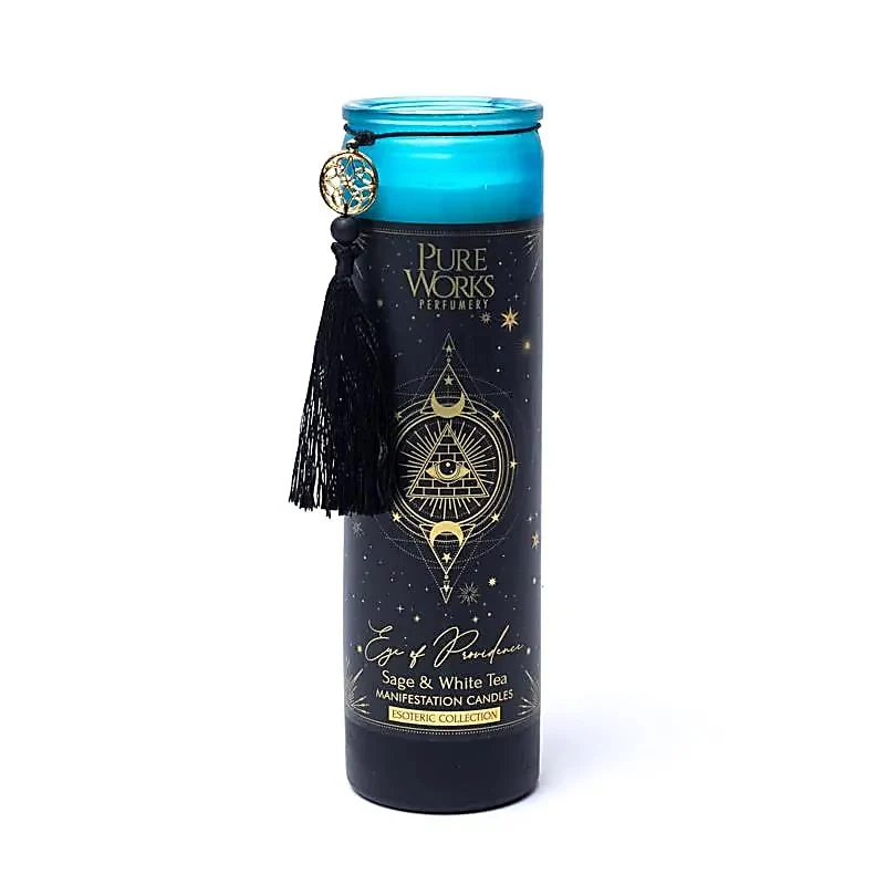 Manifestatiekaars Eye of Providence in glas met kwast