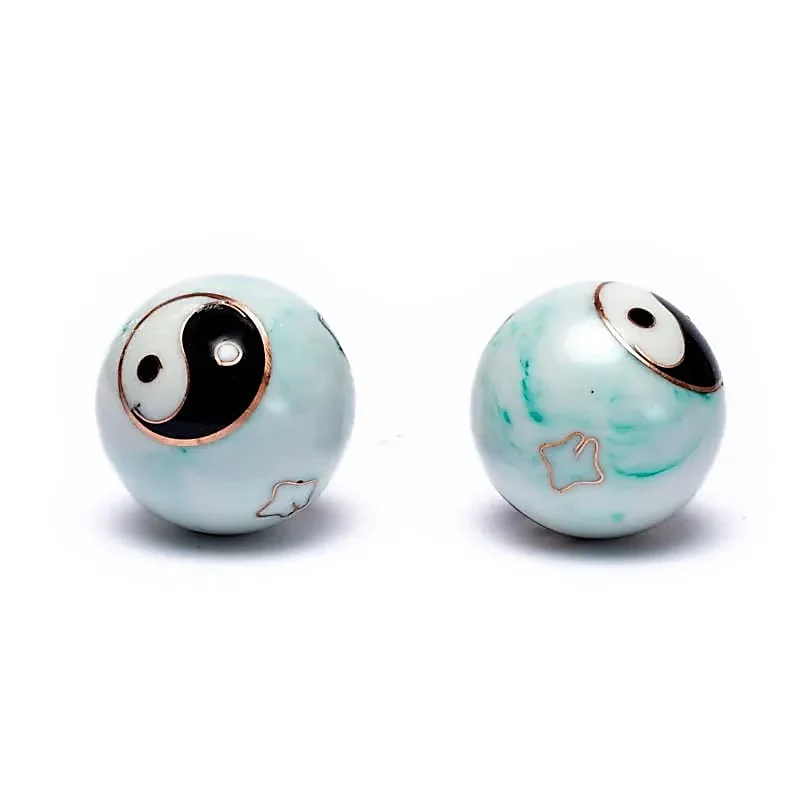 Meridiaankogels Yin Yang wit/groen
