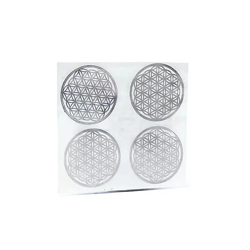 Metalen Bloem des Levens sticker zilver 4x