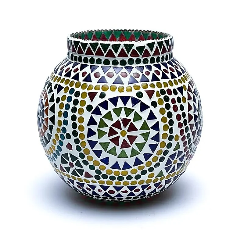 Mozaïek theelichthouder multicolour