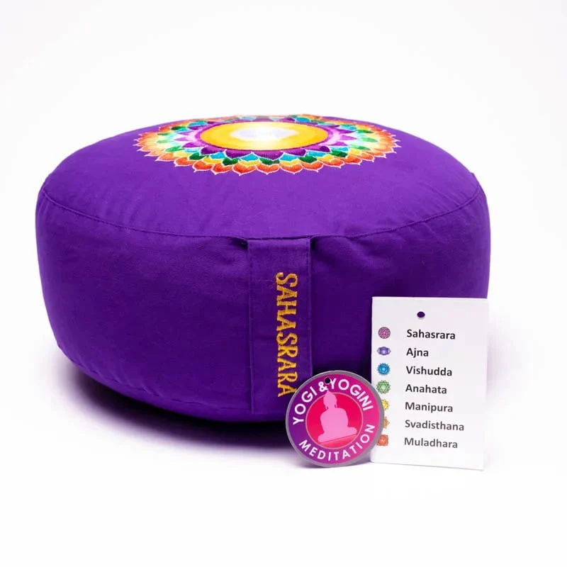 Meditatiekussen 7e chakra geborduurd