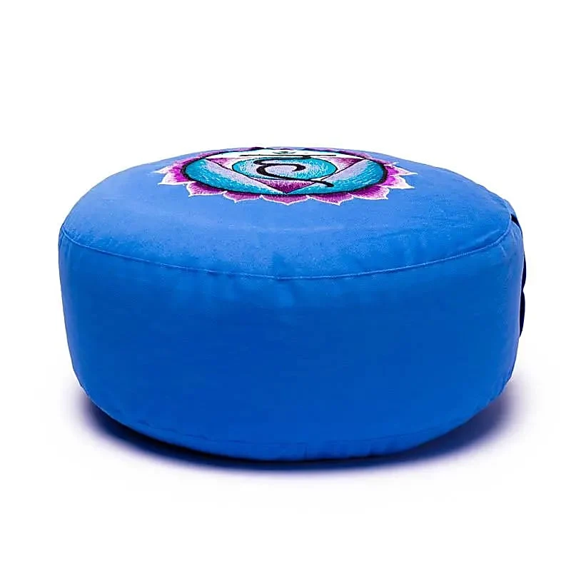 Meditatiekussen 5e chakra geborduurd