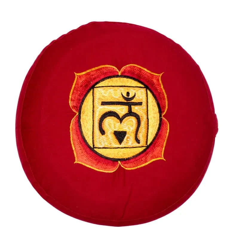 Meditatiekussen 1e chakra geborduurd