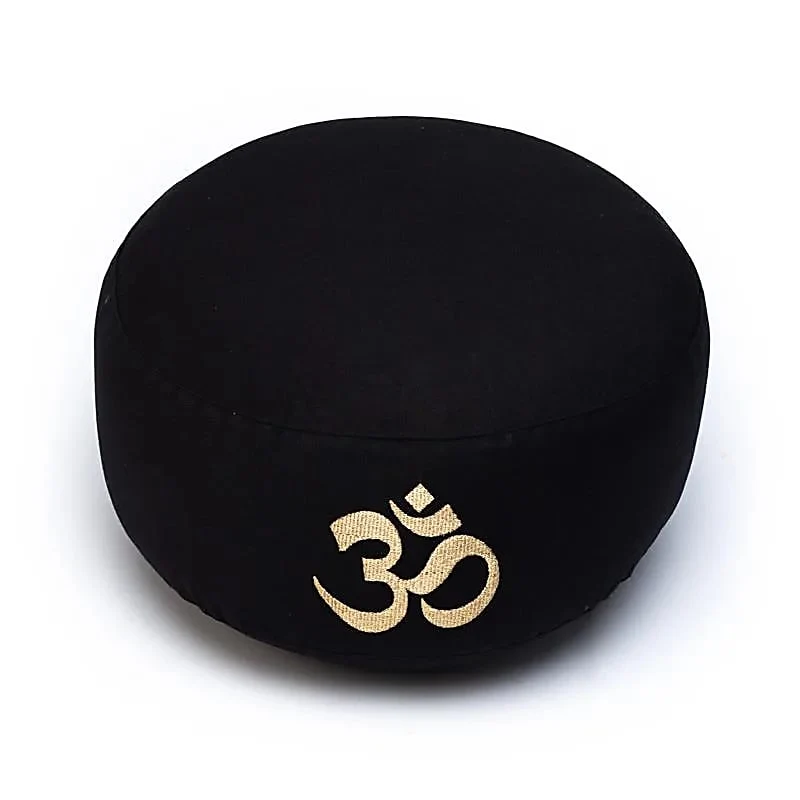 Meditatiekussen zwart met ohm biokatoen