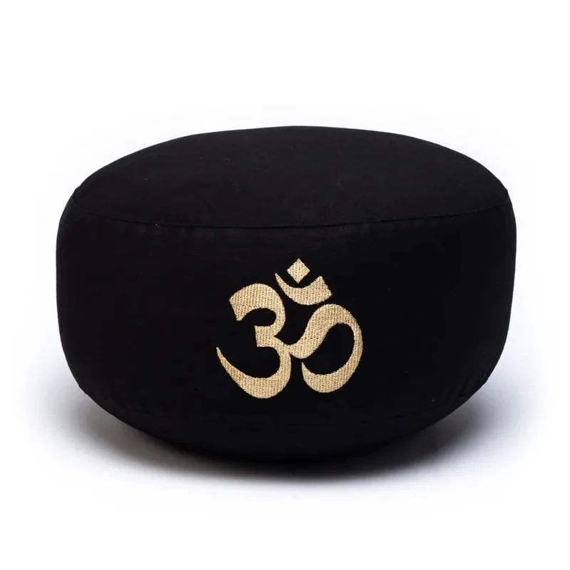 Meditatiekussen zwart met ohm biokatoen
