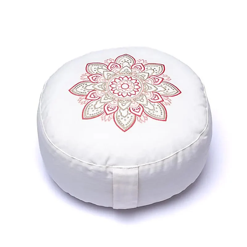 Meditatiekussen wit mandala biokatoen