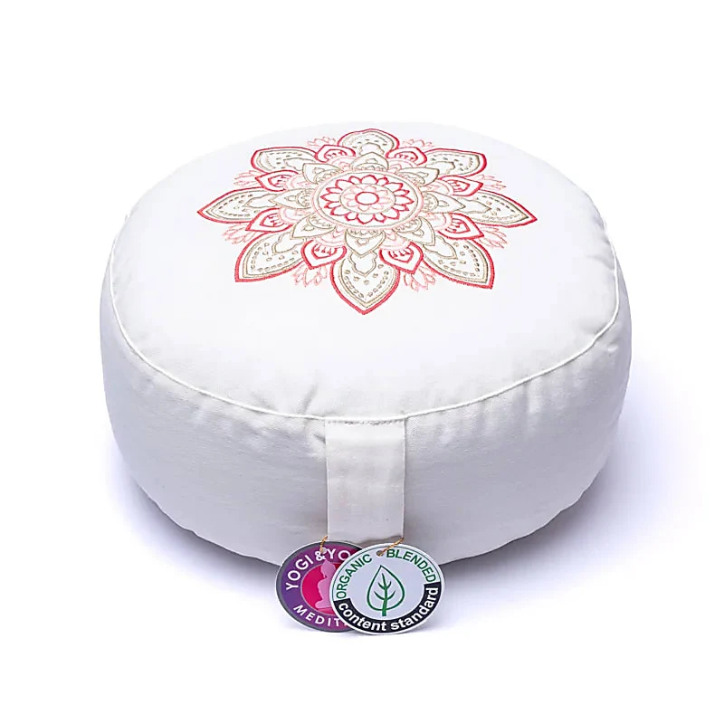 Meditatiekussen wit mandala biokatoen
