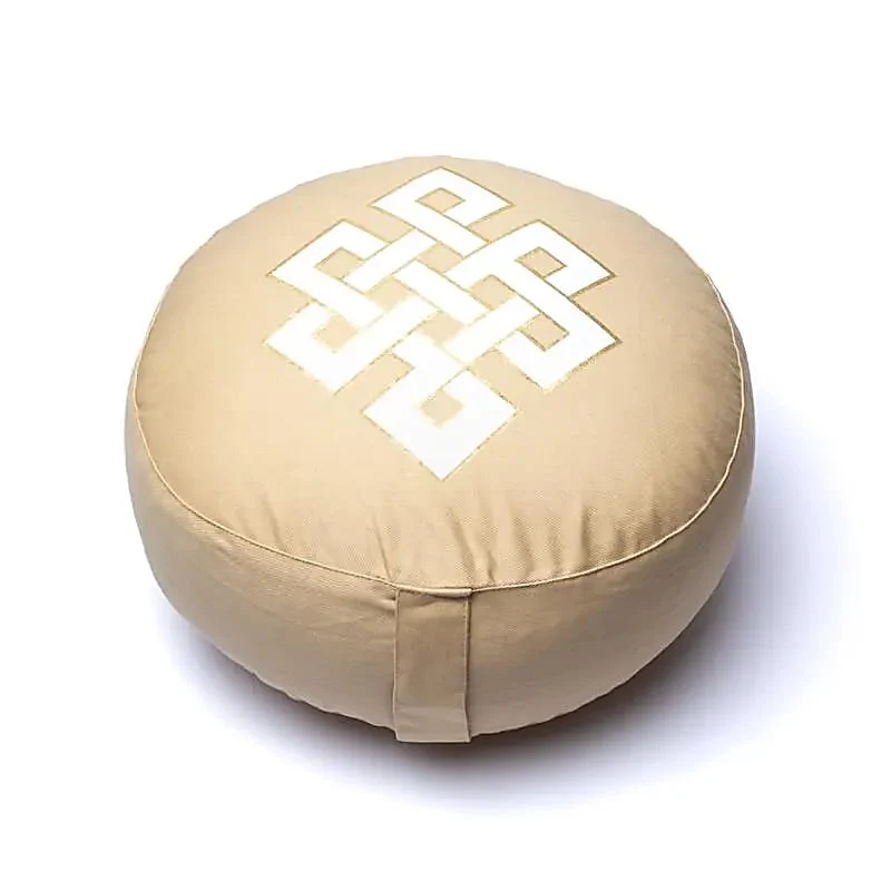 Meditatiekussen oneindige knoop beige biokatoen