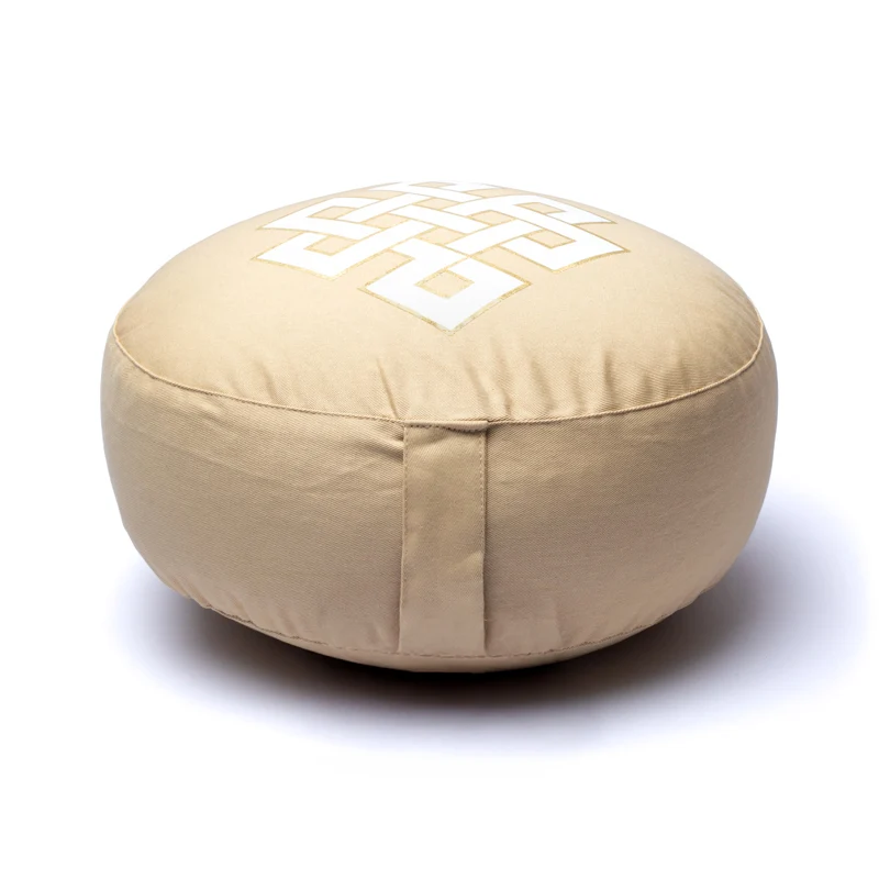 Meditatiekussen oneindige knoop beige biokatoen