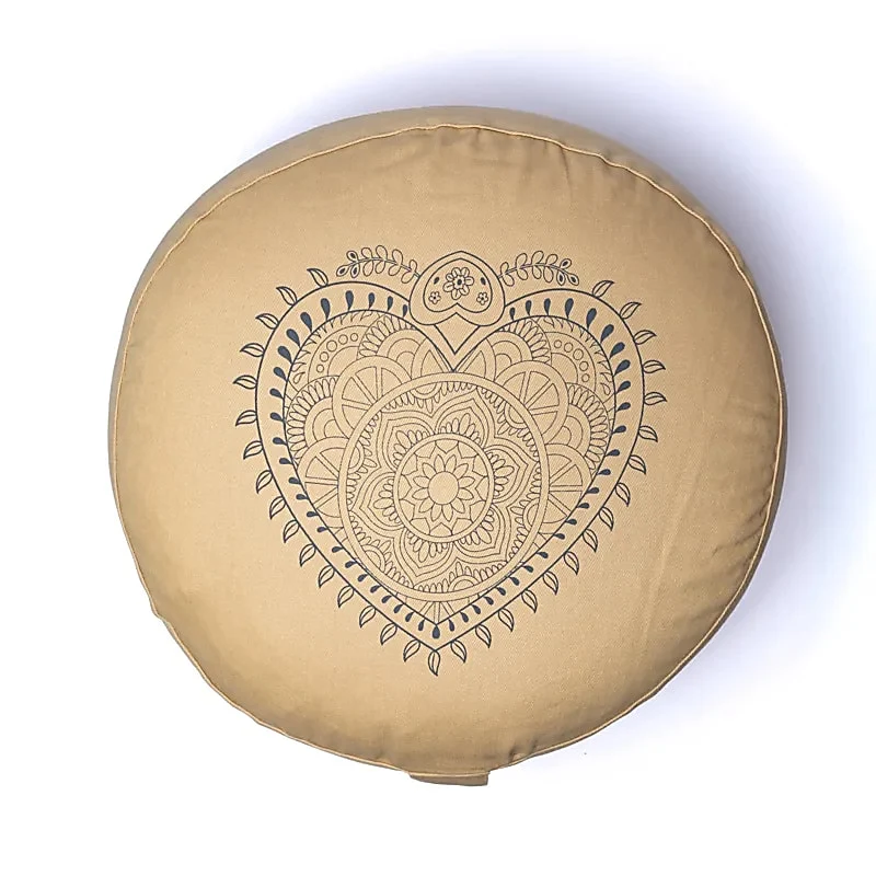 Meditatiekussen hart beige biokatoen