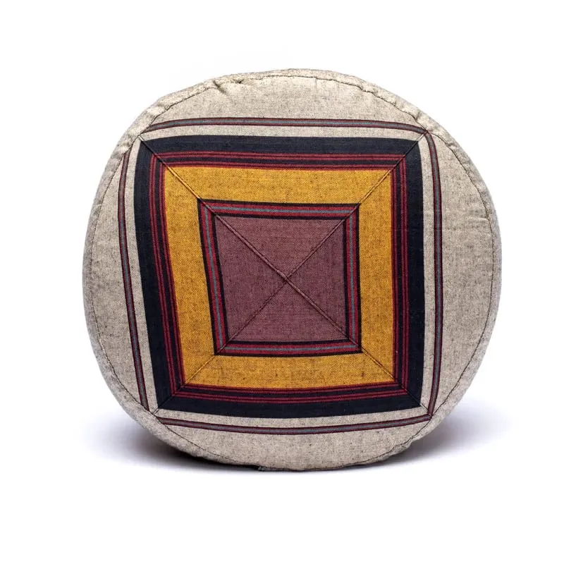 Meditatiekussen grijs/geel/rood patroon multi