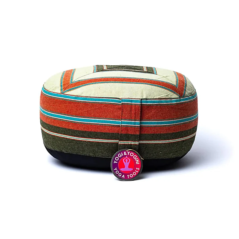 Meditatiekussen crème/rood/groen patroon multi