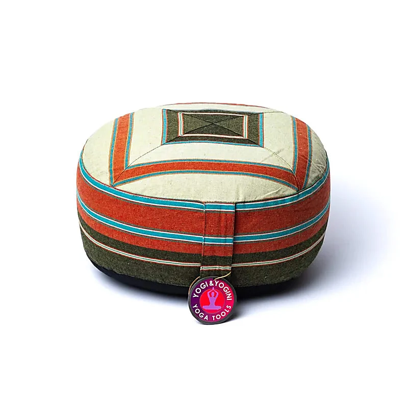 Meditatiekussen crème/rood/groen patroon multi