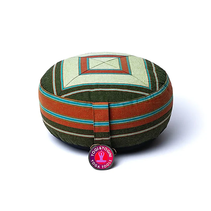 Meditatiekussen crème/rood/groen patroon multi