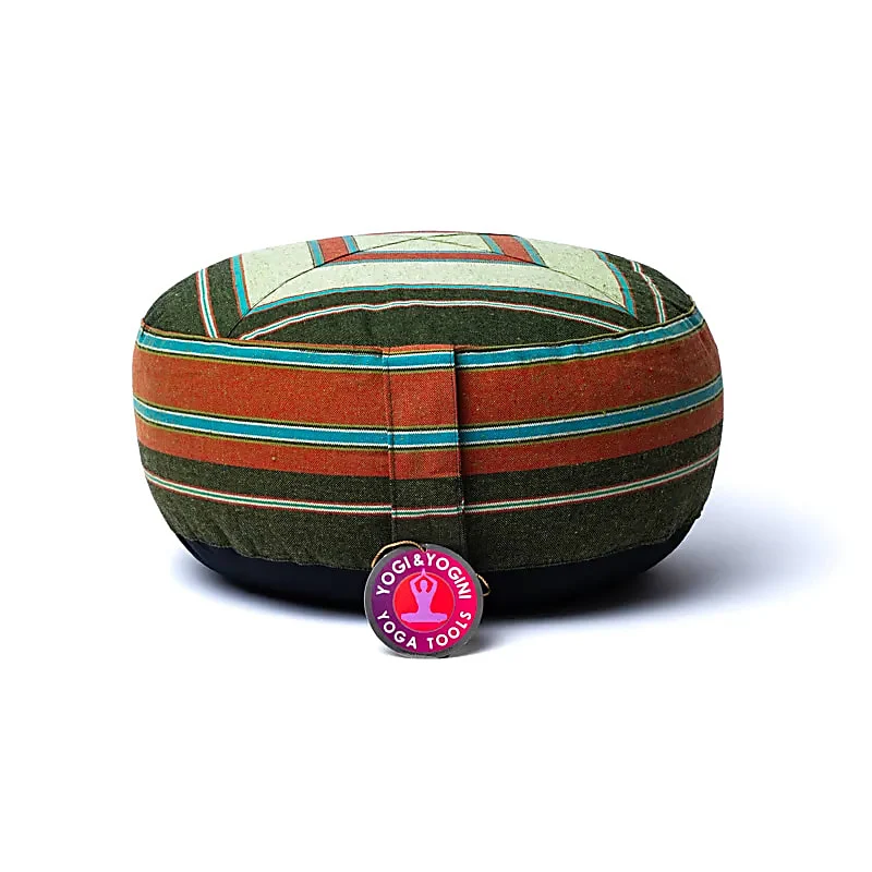 Meditatiekussen crème/rood/groen patroon multi