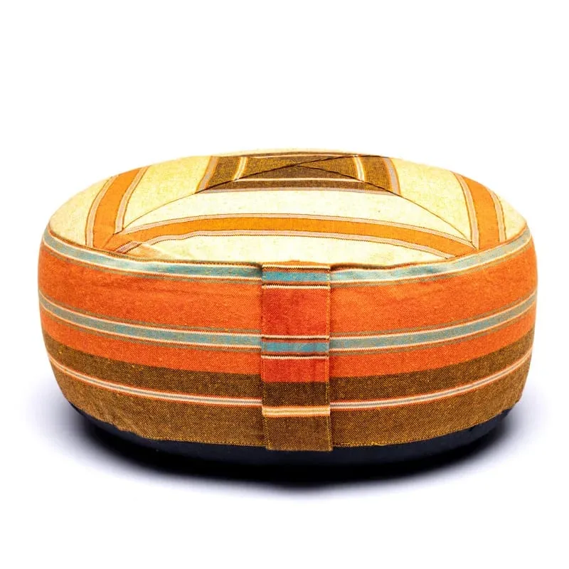 Meditatiekussen crème/oranje patroon multi